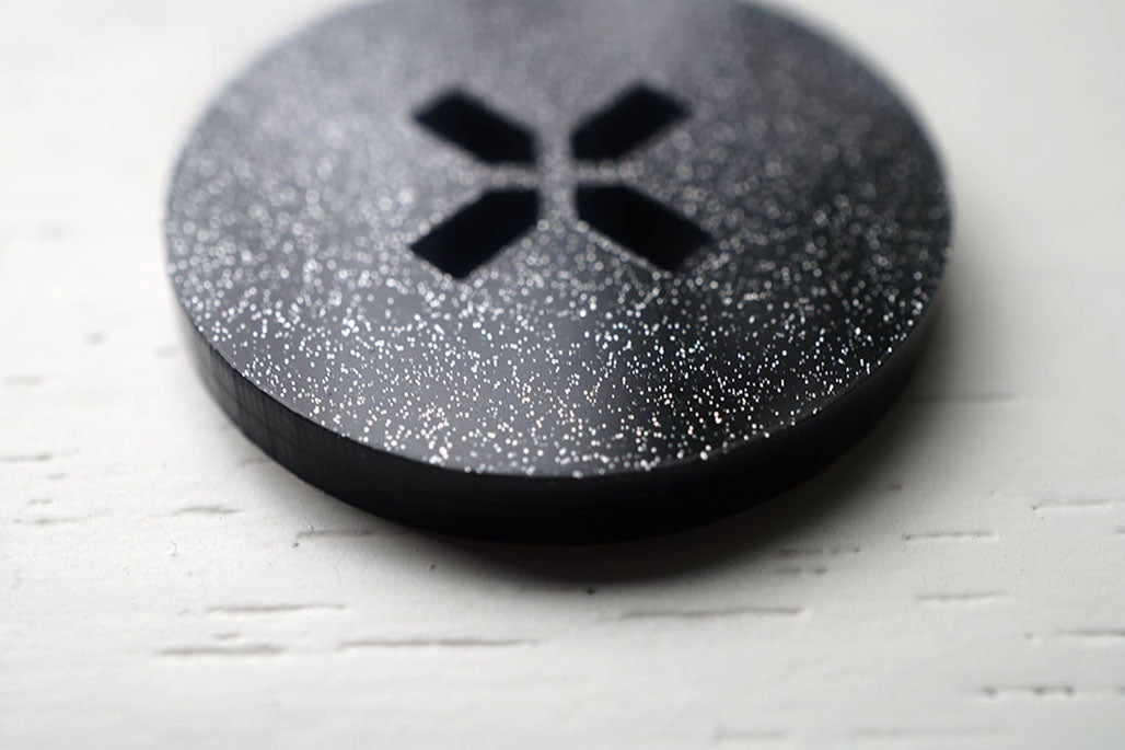 The Space Black Glitter Button
