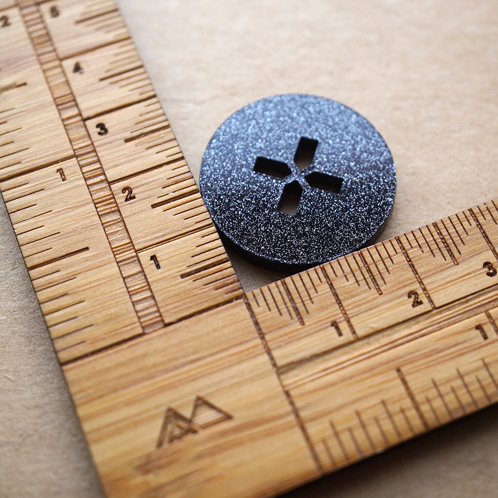 The Space Black Glitter Button