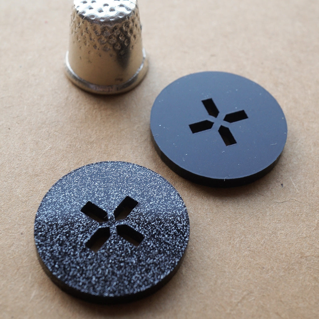 The Space Black Glitter Button