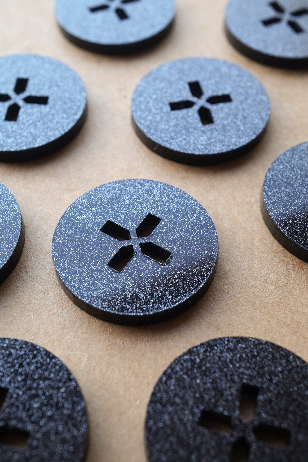 The Space Black Glitter Button