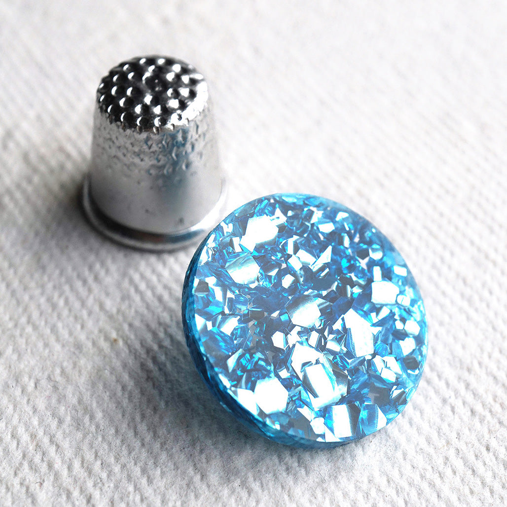 The Electric Blue Glitter Button