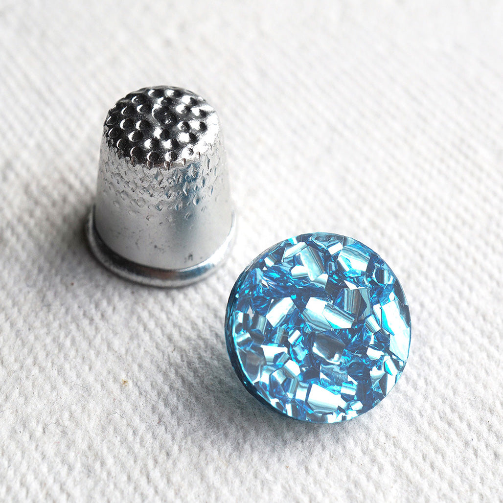 The Electric Blue Glitter Button